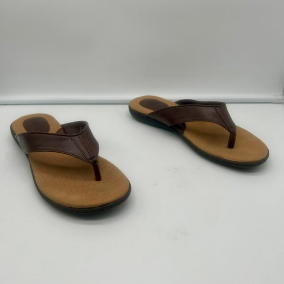 B.O.C. Thong Sandal Flip Flop Women 8 Brown Slip On Cushioned Footbed Walking - Picture 2 of 10